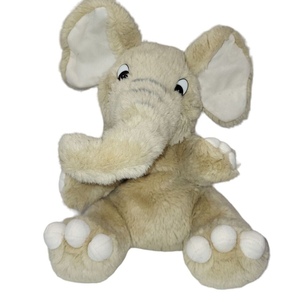 Vintage Kids Of America Plush Elephant‎ Tan Stuffed Animal Plastic Eyes Toy 12"